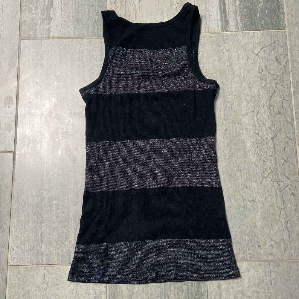 Old Navy Sparkle Stripe Ribbed Stretch Tank Top Black Size Small - Picture 3 of 8